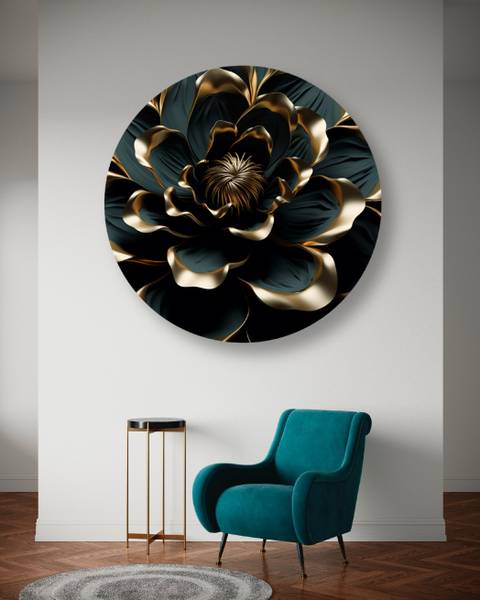Wandbild Blume Grün - Polyester - 40 x 40 x 3 cm