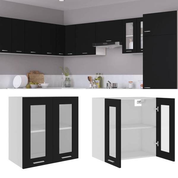 Hängeglasschrank 3016496-12 Schwarz - Weiß - 60 x 60 x 31 cm