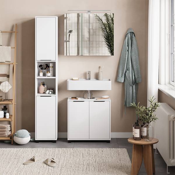 Badkamermeubelset Alina 59648 set van 3 wit - staal - 60 x 60 x 30 cm