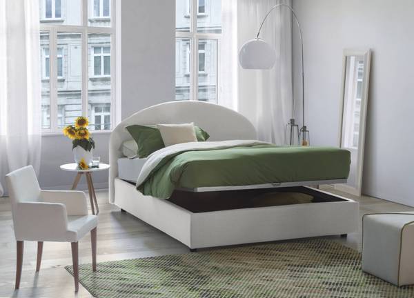 Lit demi-carré Connie Blanc - Bois manufacturé - 205 x 95 x 135 cm
