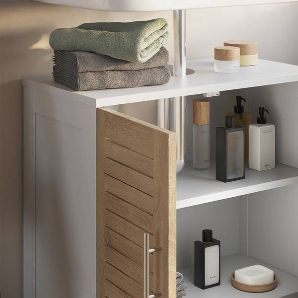 Waschbeckenunterschrank Looma 57487 Braun - Weiß - Holzwerkstoff - 60 x 60 x 30 cm