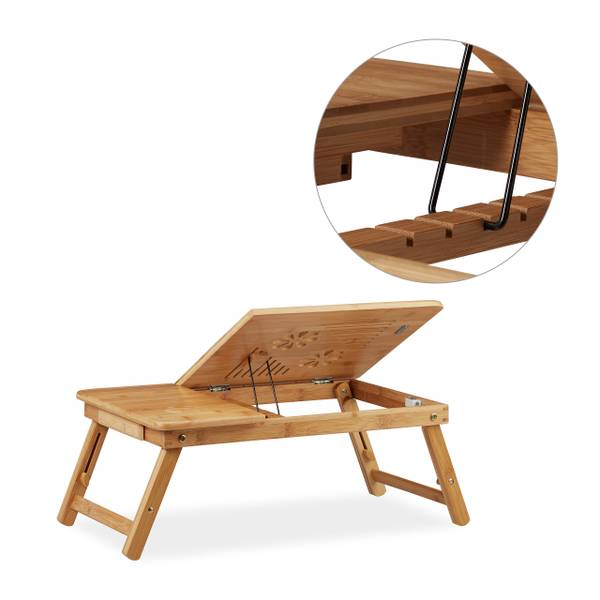 Table d’Ordinateur Bambou Régler Hauteur Marron - Bambou - 69 x 30 x 35 cm