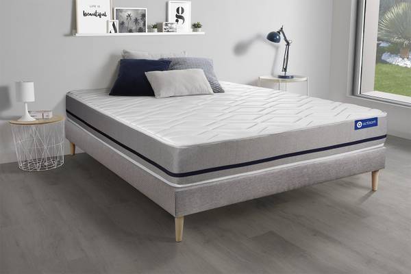 Bettgestell und Matratze Actilatex soft Grau - Massivholz - 130 x 49 x 190 cm