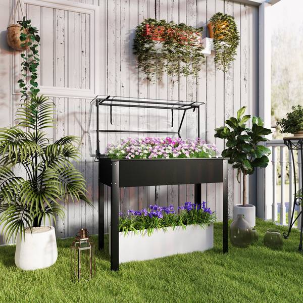 Hochbeet 84H-250V01BK Schwarz - Metall - 48 x 124 x 100 cm