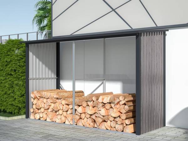 Kaminholzregal VARWOOD Grau - Metall - 105 x 190 x 290 cm