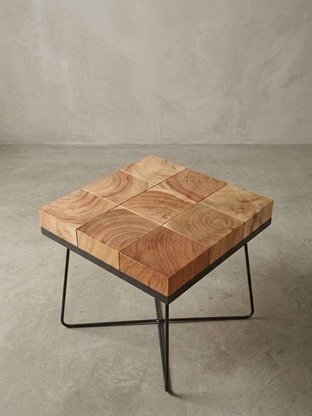 Beistelltisch ISERE Beige - Akazie - 45 x 51 x 45 cm