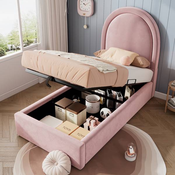 Polsterbett VELVZoom Ⅰ Pink - Tiefe: 196 cm