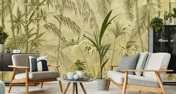 Vlies-Fotobehang PLANTEN Exotisch Beton groen - 360 x 240 x 240 cm