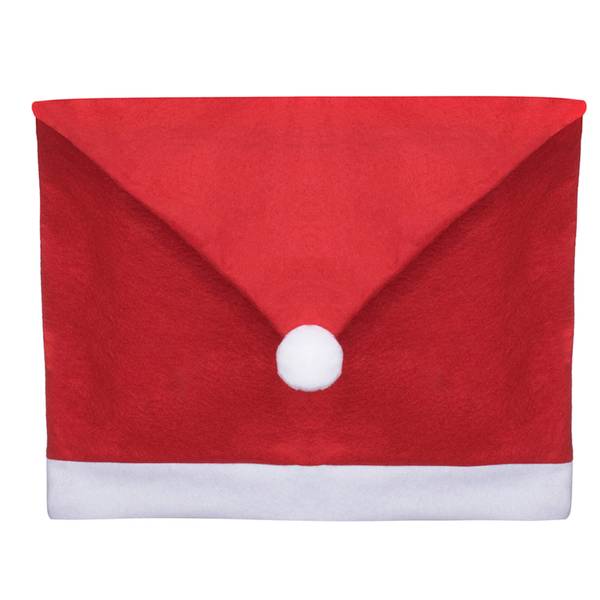Stuhlhusse Weihnachtsmann-Mütze 1 Stk Rot - Weiß - Textil - 48 x 68 x 2 cm