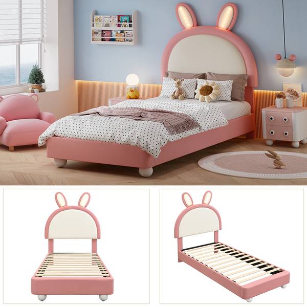 Kinderbett K-1925 Pink - Holzwerkstoff - 106 x 142 x 206 cm