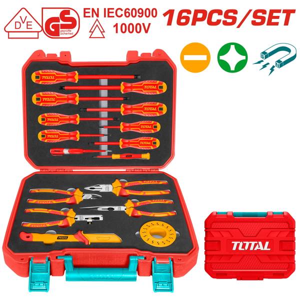 Isoliertes Werkzeugset ITH1601 16tlg Set Blau - Metall - 10 x 30 x 34 cm
