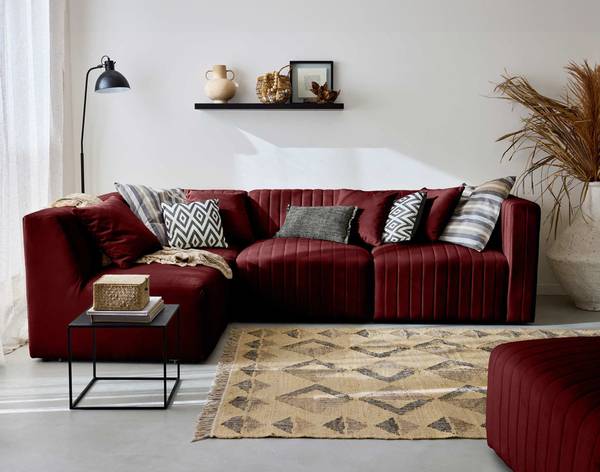 Ecksofa NOVA Rot - Samt - 269 x 74 x 178 cm