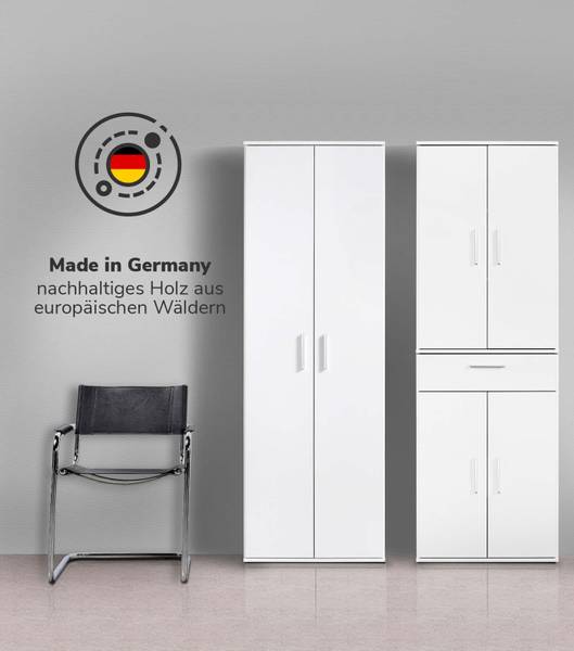 Mehrzweckschrank 2-teilig Besenschrank Weiß