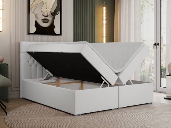 Boxspringbett PERA Weiß - Breite: 200 cm - H4
