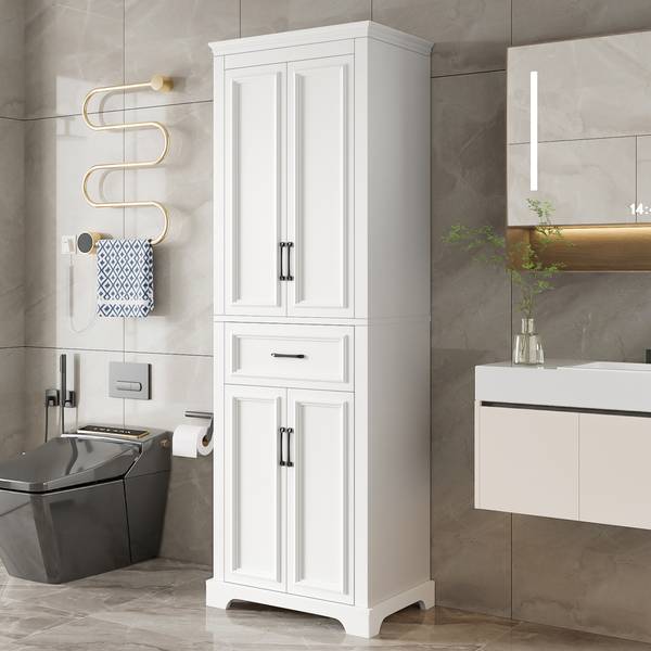 Badezimmerschrank Aphrodite Ⅲ Weiß - Holzwerkstoff - 40 x 180 x 60 cm