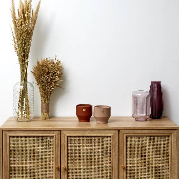 Kommode Tivo Beige - Rattan - Holz teilmassiv - 119 x 11 x 41 cm
