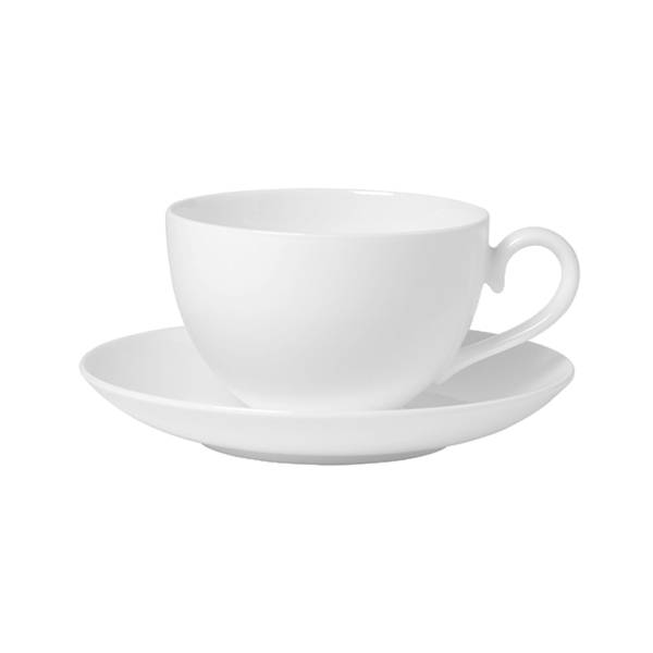 Kaffeetasse L mit Untertasse Royal Weiß - Porzellan - 15 x 8 x 15 cm