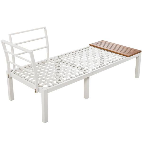 Gartenlounge-Set WoodyMetal Ⅳ+ Beige - Metall - Kunststoff - Massivholz - 60 x 66 x 145 cm
