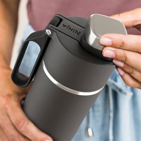 DW1801EUUKGY, Thirsti Trinkflasche Schwarz - Edelstahl - 8 x 24 x 8 cm