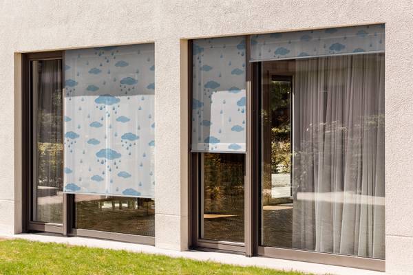 Außenrollo Nubes Stilla Blau - Textil - 40 x 180 x 1 cm