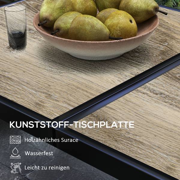 Gartentisch BB5345 Grau - Metall - 85 x 72 x 145 cm