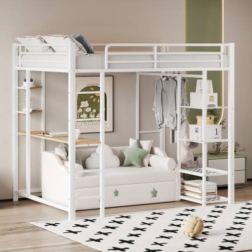 Kinderbett K-538 Weiß - Metall - 95 x 180 x 204 cm