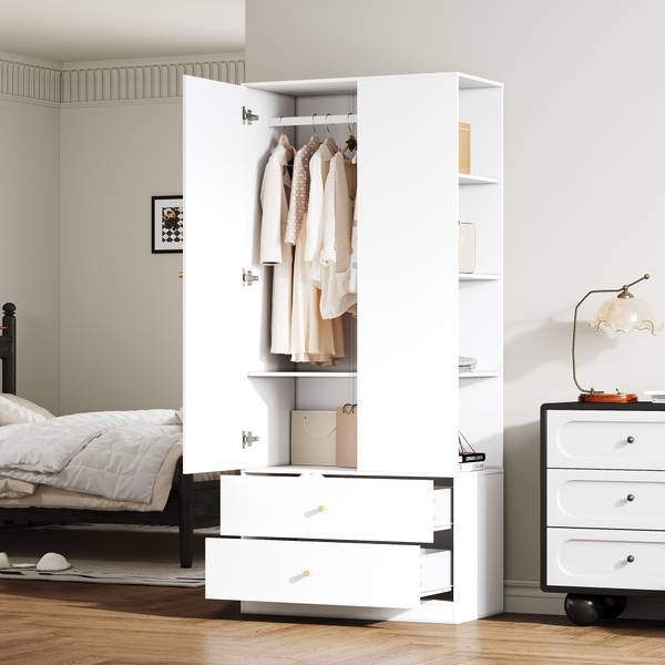 Kleiderschrank  MUDBA495 Ⅳ Weiß - Holzwerkstoff - 80 x 180 x 40 cm