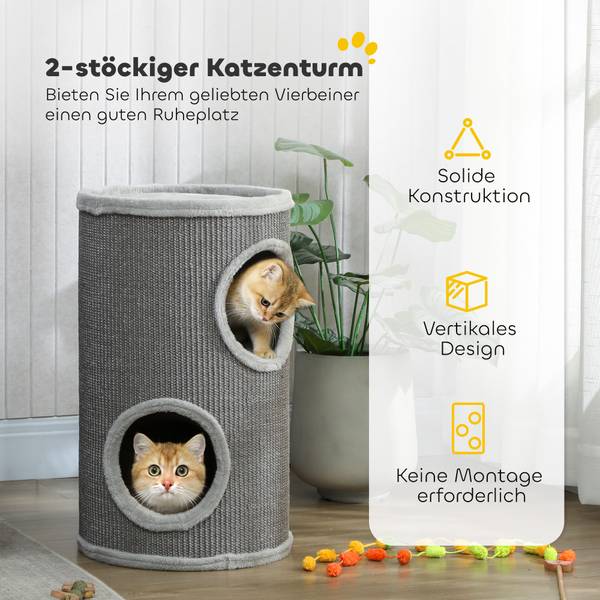 Kattenkrabpaal D30-836V00LG grijs - plaatmateriaal op houtbasis - 35 x 60 x 35 cm