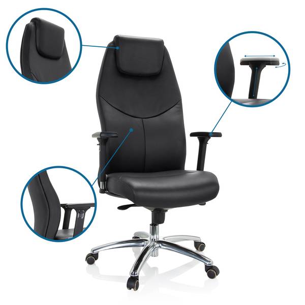 Chefsessel FERRARA Schwarz - Flachgewebe - 70 x 134 x 70 cm