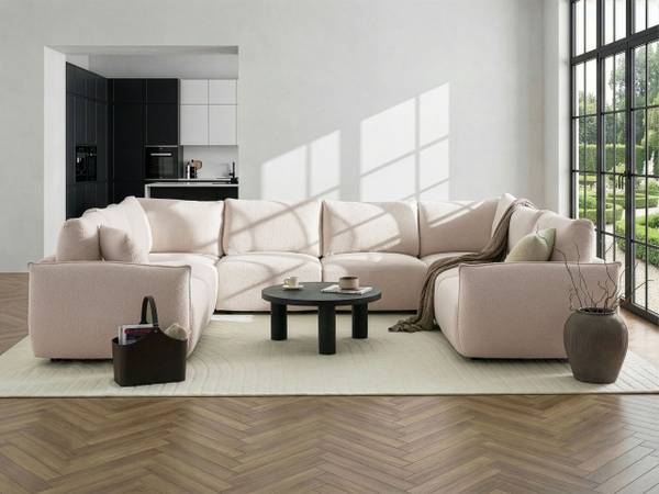 Modulaire bank MESNALI 8-delig zwart - wit - 346 x 268 cm