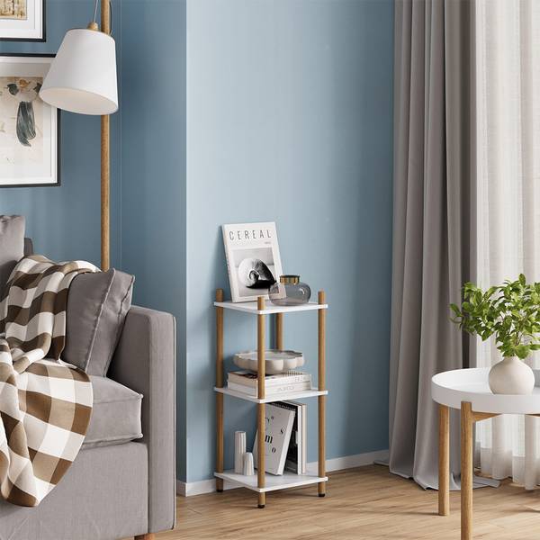 Hoekrek Bivio 57476 lichte pijnboomhouten look - zuiver wit - Sonoma eikenhouten look