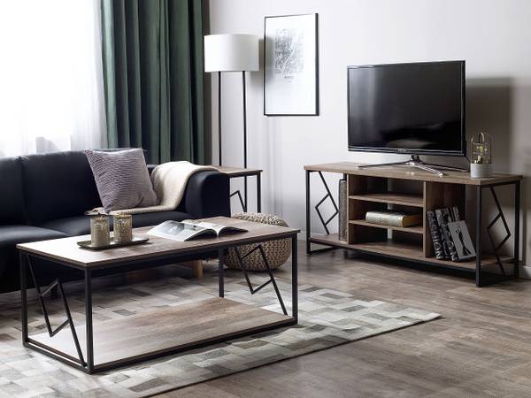 Meuble TV FORRES Noir - Marron - Bois manufacturé - 140 x 60 x 40 cm