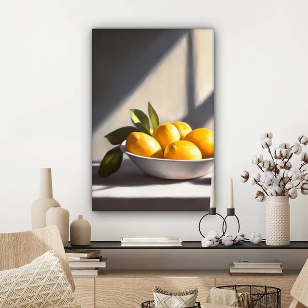 LEINWANDBILD Zitronen Gelb - Baumwollstoff - 40 x 60 x 2 cm