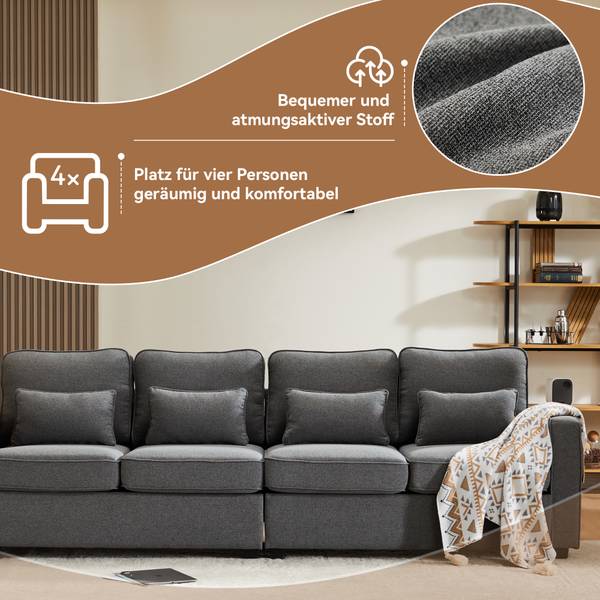 4-Sitzer Sofa Mercury Ⅷ Dunkelgrau