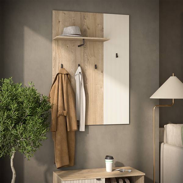 Wandkapstok Puerto 62740 beige - bruin - plaatmateriaal op houtbasis - 86 x 120 x 22 cm