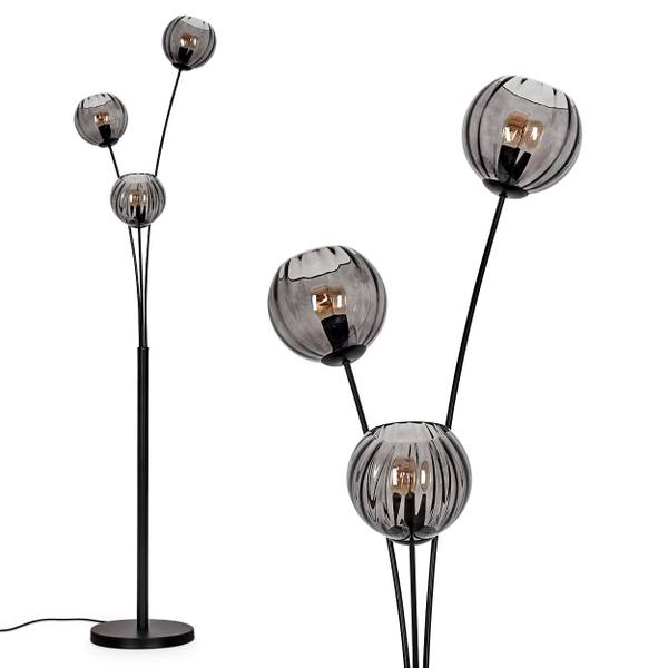 Stehlampe Cesaro Grau - Aluminium - Klarglas - 39 x 170 x 39 cm