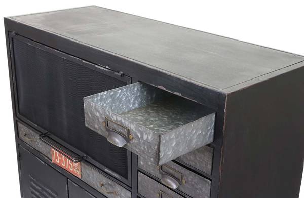 Apothekerkommode Oakland Schwarz - Metall - 89 x 115 x 35 cm