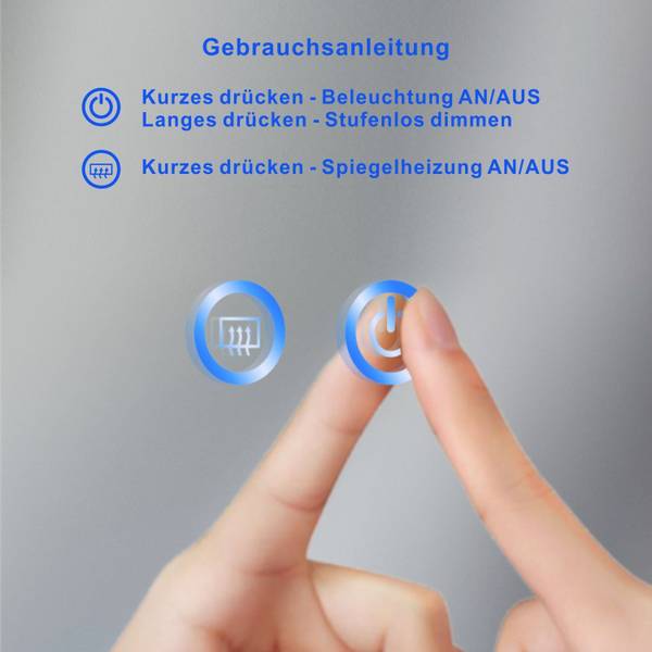 LED Badezimmerspiegel Touch/Wandschalter 80 x 60 cm