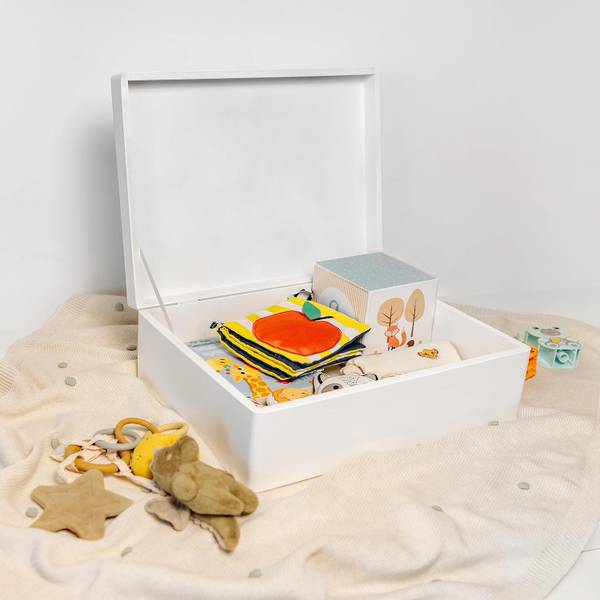 Erinnerungsbox Baby Weiß - Holz teilmassiv - 30 x 14 x 40 cm