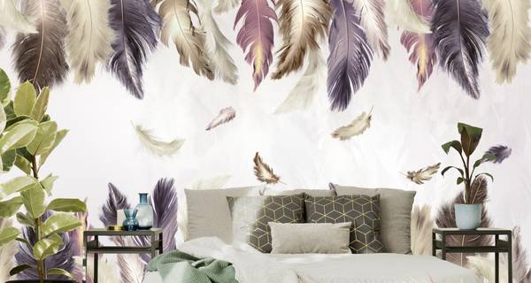 Fototapete bunte FEDERN Abstraktion 405 x 270 x 270 cm