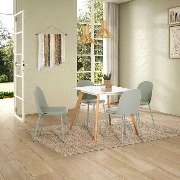 Packung mit Esstisch + 4 Stühlen Kana Grün - Holzwerkstoff - 80 x 74 x 80 cm