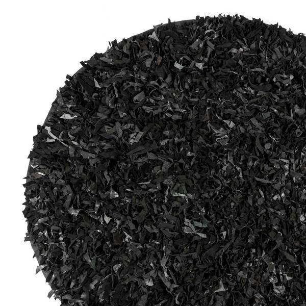 Lederteppich Dallas Schwarz - Echtleder - 150 x 1 x 150 cm