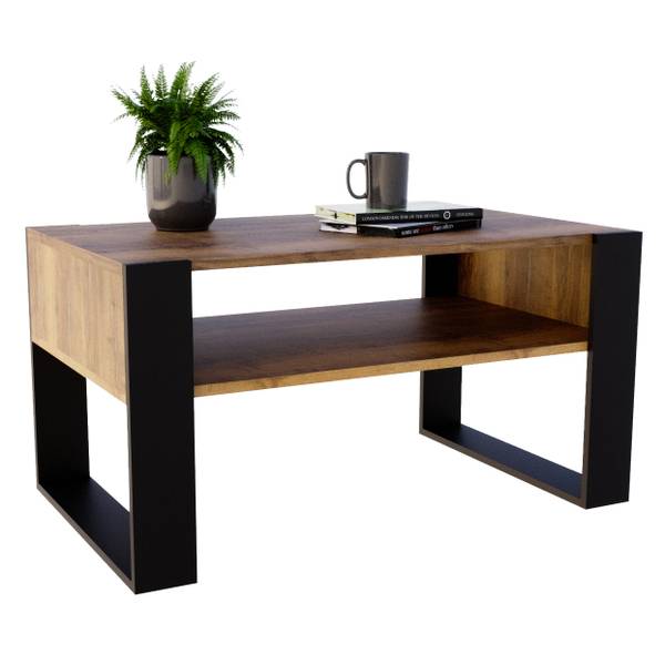Couchtisch KARO 92 Schwarz - Braun - Holzwerkstoff - 92 x 45 x 54 cm