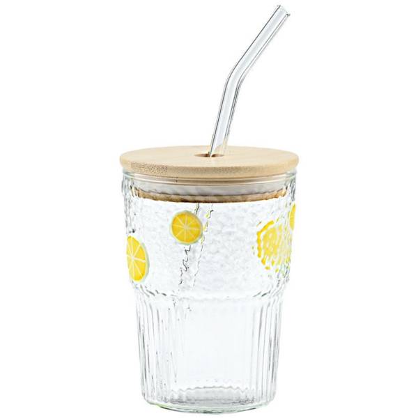 Trinkglas 07-40895 mit Strohhalm Glas - 8 x 12 x 8 cm