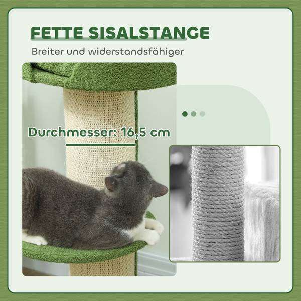 Katzenkratzbaum CP176 Grün - Textil - 45 x 91 x 45 cm