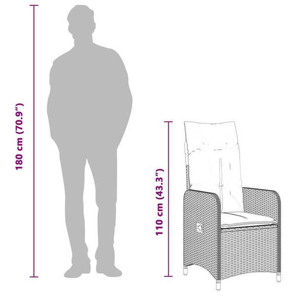 Bistroset 3037743-2 set van 5 zwart - staal - 90 x 75 x 150 cm