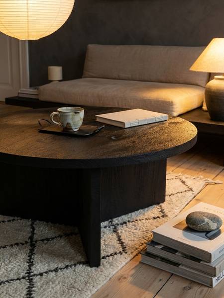 Couchtisch ELORN mit Dreibeingestell Schwarz - Mango - 60 x 33 x 60 cm