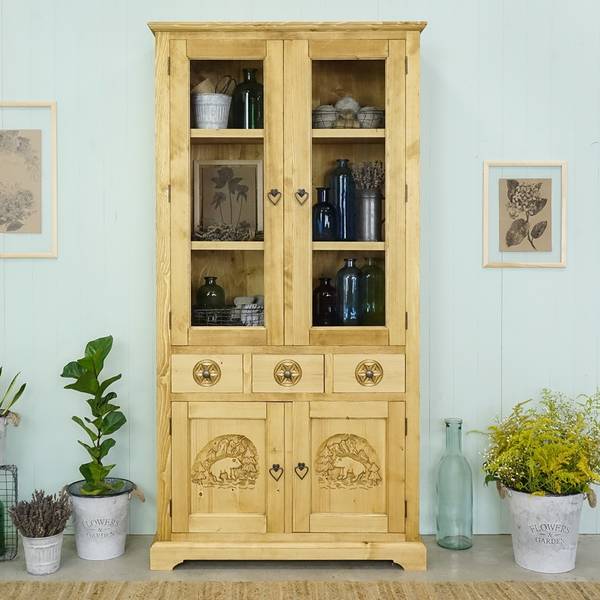 Vitrine Jagna Gelb - Fichte - 100 x 200 x 38 cm