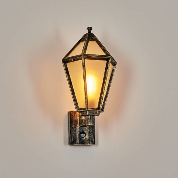 Außenwandleuchte Mondavio Schwarz - Gold - Weiß - 24 x 24 cm