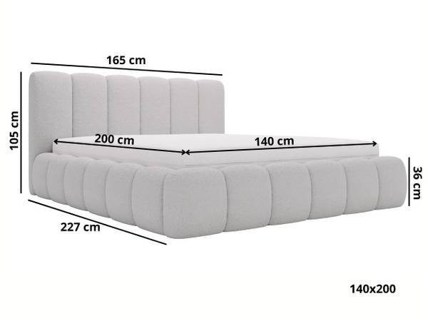 Polsterbett CLOUD Braun - Liegefläche Breite: 140 cm